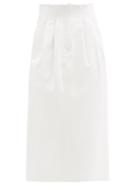 Matchesfashion.com Dodo Bar Or - Tulip Leather Midi Skirt - Womens - White