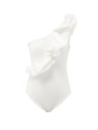 Maygel Coronel - Elena Ruffled One-shoulder Swimsuit - Womens - Off White