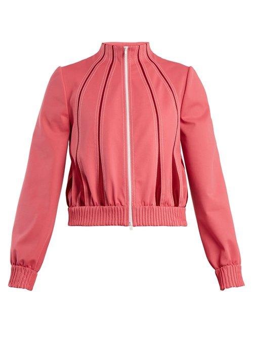 Matchesfashion.com Valentino - High Neck Zip Through Jersey Track Top - Womens - Pink