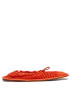 Matchesfashion.com Hereu - Puntera Crochet-knitted Cotton And Leather Flats - Womens - Orange