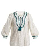 Talitha Zipzag Embroidered Cotton And Silk-blend Shirt
