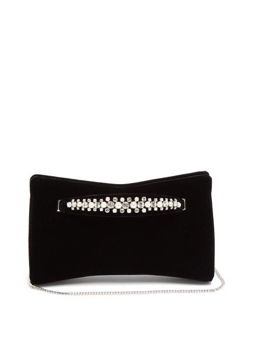 Matchesfashion.com Jimmy Choo - Venus Faux Pearl And Crystal Velvet Clutch Bag - Womens - Black