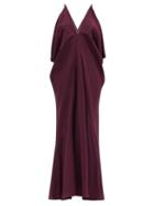 Matchesfashion.com Thea - The Eros Plunge-neck Silk Maxi Dress - Womens - Purple