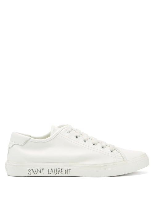 Saint Laurent - Malibu Logo-print Leather Trainers - Womens - White