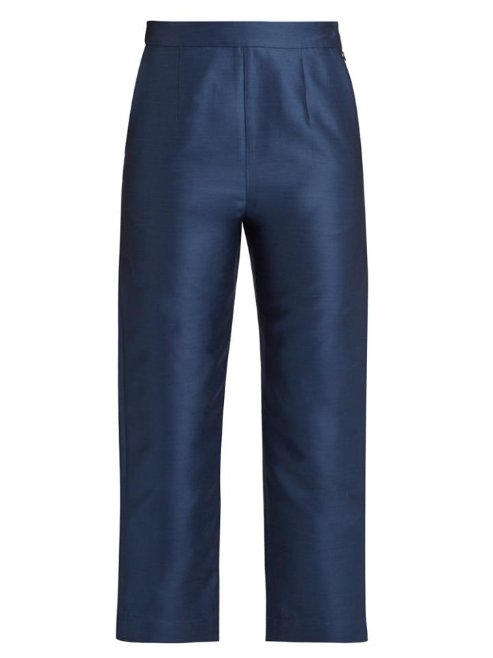 Isa Arfen Cotton And Silk-blend Twill Cropped Trousers
