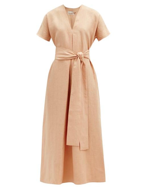 Matchesfashion.com Lisa Marie Fernandez - Rosetta Belted Linen Kaftan - Womens - Cream