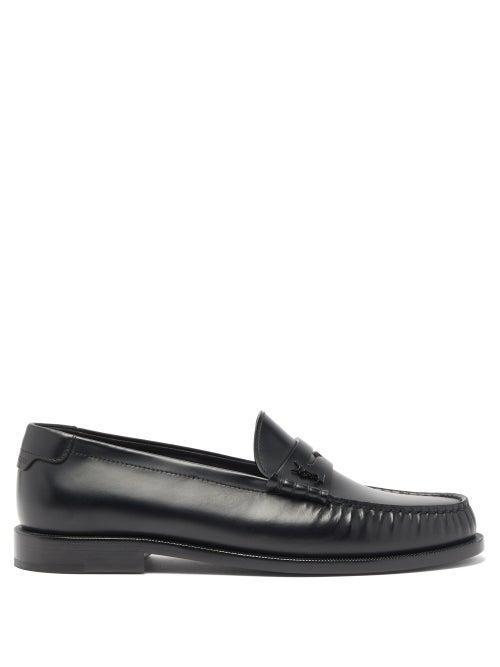 Ladies Shoes Saint Laurent - Leather Penny Loafers - Womens - Black
