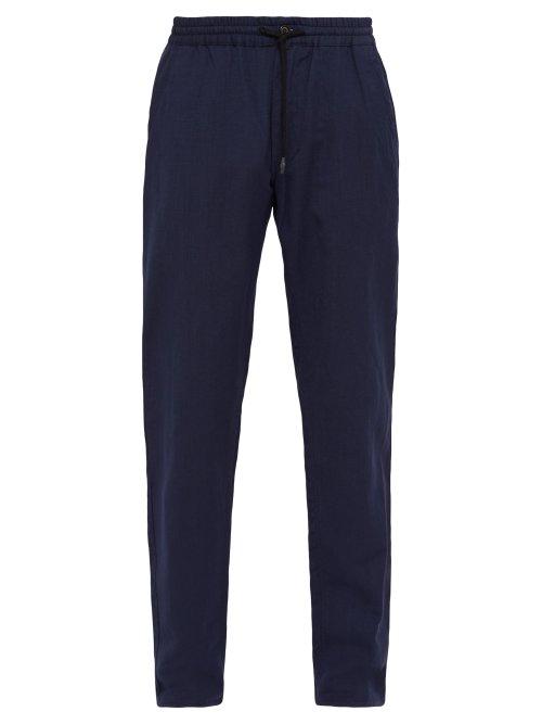 Matchesfashion.com President's - Tripoli Virgin Wool Blend Trousers - Mens - Blue