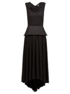 Loewe - Peplum-waist Satin Dress - Womens - Black