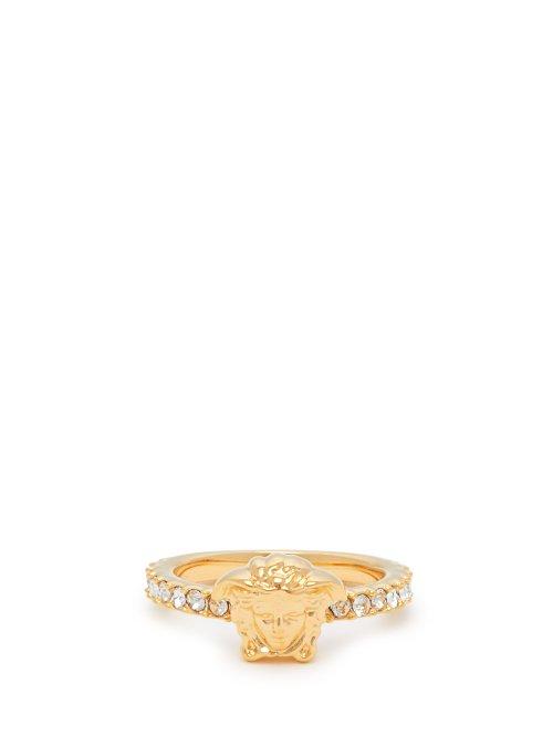 Matchesfashion.com Versace - Medusa Crystal Pav Ring - Womens - Gold