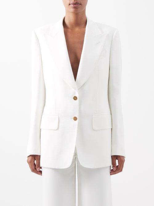 Tom Ford - Single-breasted Hopsack Blazer - Womens - White