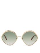 Matchesfashion.com Chlo - Dani Diamond-shape Metal Sunglasses - Womens - Green Gold