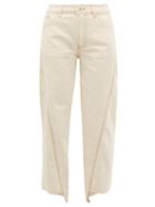 Matchesfashion.com Lanvin - Topstitched Cotton Straight Leg Jeans - Womens - Cream
