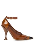 Matchesfashion.com Burberry - Evan Pvc Coated Leather Pumps - Womens - Brown