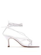 Ladies Shoes Andrea Wazen - Mandaloun 85 Knotted-ties Leather Sandals - Womens - White
