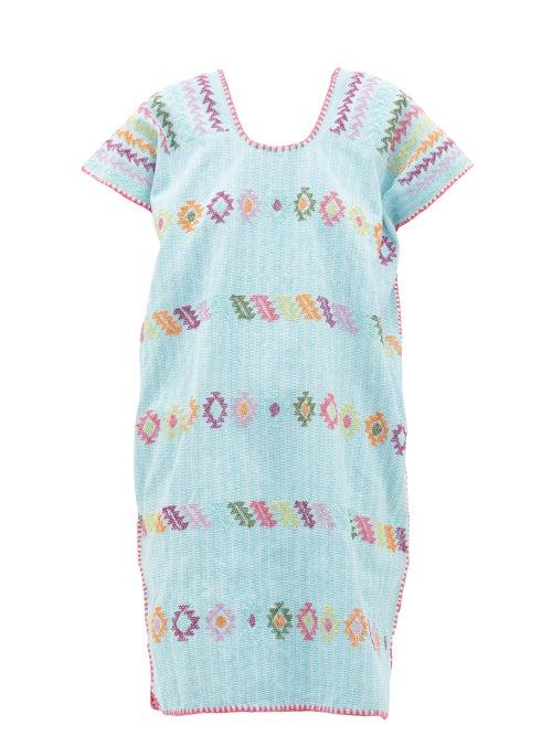 Matchesfashion.com Pippa Holt - No. 189 Embroidered Cotton Kaftan - Womens - Blue Multi