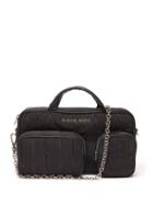 Matchesfashion.com Marine Serre - Leather-trim Ribbed-canvas Shoulder Bag - Womens - Black