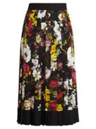 Dolce & Gabbana Floral-print Pleated Silk-blend Charmeuse Skirt