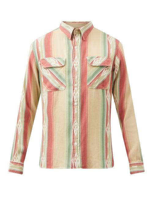 Rrl - Matlock Ikat-jacquard Cotton-twill Shirt - Mens - Beige Multi