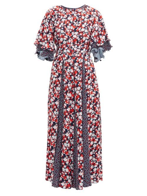 Matchesfashion.com Gl Hrgel - Floral And Polka Dot Print Poplin Maxi Dress - Womens - Red White
