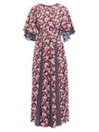 Matchesfashion.com Gl Hrgel - Floral And Polka Dot Print Poplin Maxi Dress - Womens - Red White