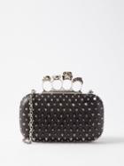 Alexander Mcqueen - Four Ring Spiked Leather Clutch - Womens - Black