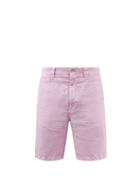 120 Lino 120% Lino - Slubbed-linen Hopsack Shorts - Mens - Pink