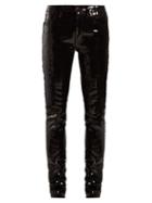 Matchesfashion.com Saint Laurent - Sequinned Slim Fit Trousers - Womens - Black
