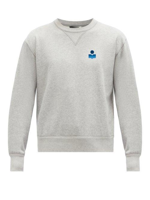 Isabel Marant - Flocked-logo Jersey Sweatshirt - Mens - Grey