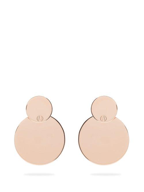 Matchesfashion.com Jil Sander - Double Circle Rose Gold Tone Drop Earrings - Womens - Rose Gold