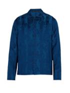 Matchesfashion.com Haider Ackermann - Floral Brocade Linen Blend Shirt - Mens - Blue
