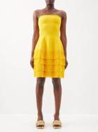 Proenza Schouler - Strapless Fringed Jersey Mini Dress - Womens - Yellow