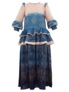 Matchesfashion.com Story Mfg - Tulsi Seashell Print Organic Cotton Midi Dress - Womens - Blue Multi
