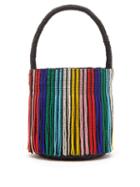 Matchesfashion.com Sensi Studio - Tasseled Toquilla Straw Mini Bucket Bag - Womens - Black Multi