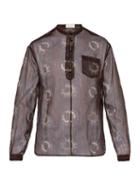 Matchesfashion.com Saint Laurent - Paisley Print And Gold Lam Silk Blend Shirt - Mens - Burgundy Multi