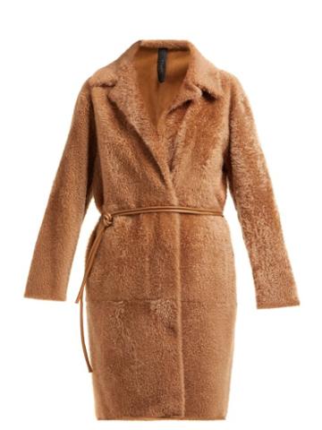 Matchesfashion.com Giani Firenze - Melania Shearling Belted Coat - Womens - Brown