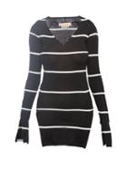 Marni - Slit-cuff Striped Longline Sweater - Womens - Black Stripe