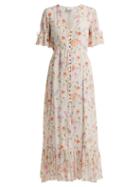 Matchesfashion.com Athena Procopiou - Gold In The Air Of Summer Silk Dress - Womens - White Print