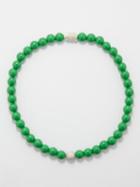 Lauren Rubinski - Diamond & 18kt White-gold Beaded Necklace - Womens - Green Multi