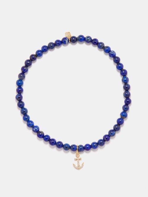 Sydney Evan - Anchor Lapis & Diamond Bracelet - Mens - Royal Blue
