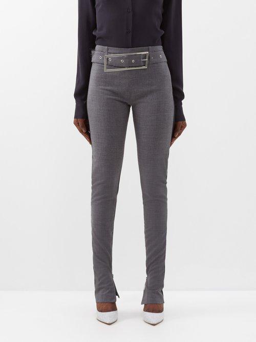 16arlington - Alecto Dual-tone Slim-leg Trousers - Womens - Dark Grey