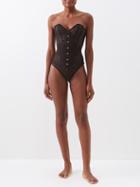 Agent Provocateur - Malorey Lace And Satin Corset - Womens - Black