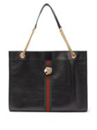 Matchesfashion.com Gucci - Rajah Web-striped Leather Tote Bag - Womens - Black