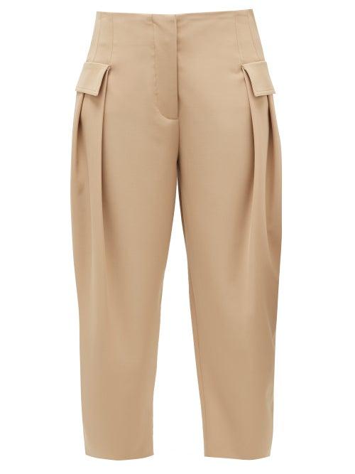 Matchesfashion.com Stella Mccartney - Cropped Wool-blend Twill Trousers - Womens - Beige