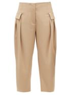 Matchesfashion.com Stella Mccartney - Cropped Wool-blend Twill Trousers - Womens - Beige