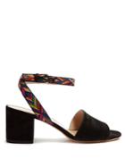 Valentino Native Couture 1975-embroidered Suede Sandals