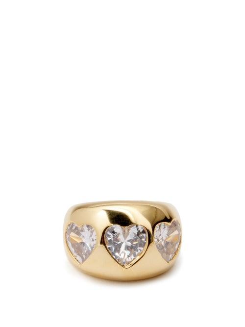 Ladies Jewellery Timeless Pearly - Crystal & 24kt Gold-plated Ring - Womens - Gold Multi