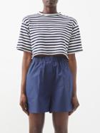 The Frankie Shop - Karina Striped Cotton-jersey Cropped Top - Womens - Navy White