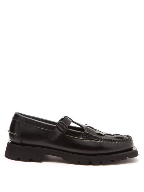 Hereu - Soller Sport T-bar Leather Loafers - Mens - Black