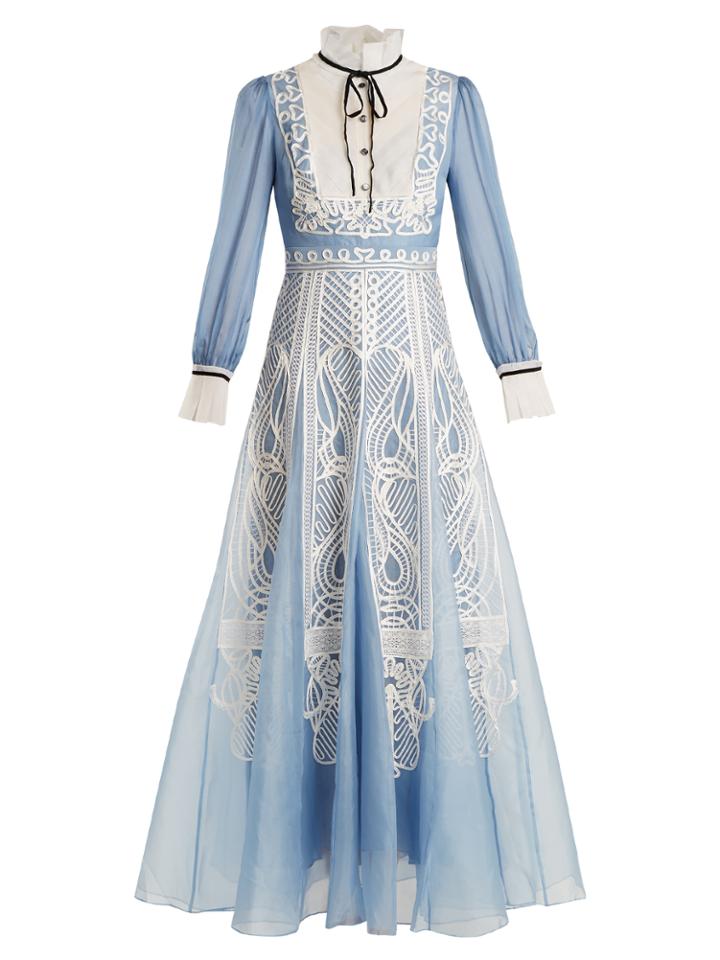 Temperley London Imperium Lace-embellished Silk Dress